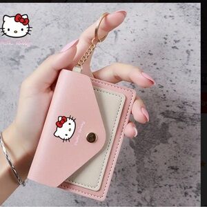 Hello Kitty pink & beige card holder w/keychain - NWT